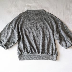 Leith Puff Elbow length Sleeve Sweater Top Gray women's size XS